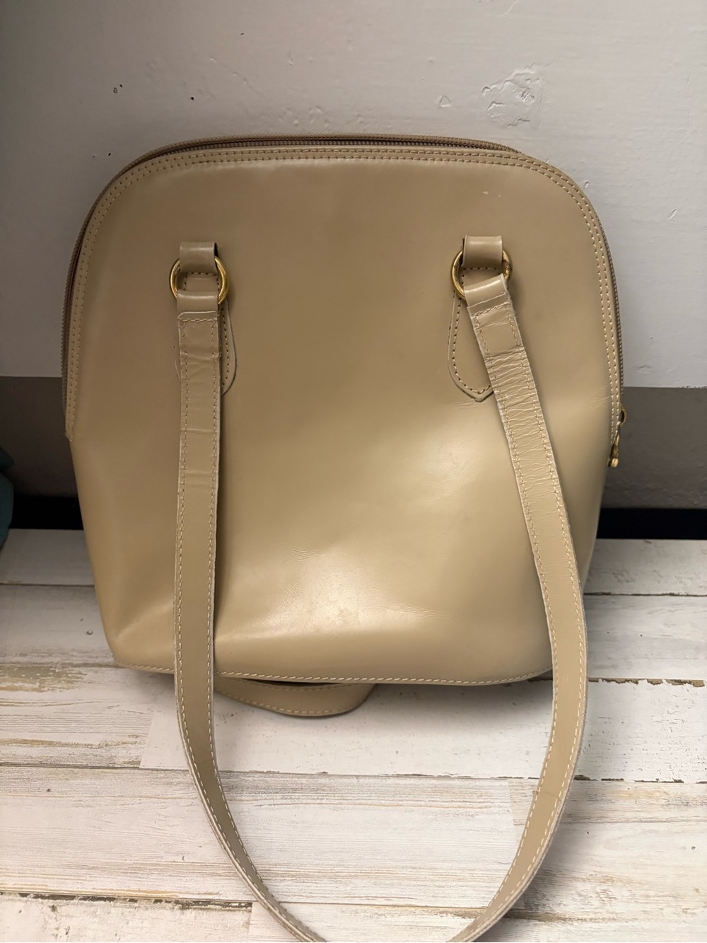 Cristian Vintage Beige Leather Shoulder Bag Made in Italy